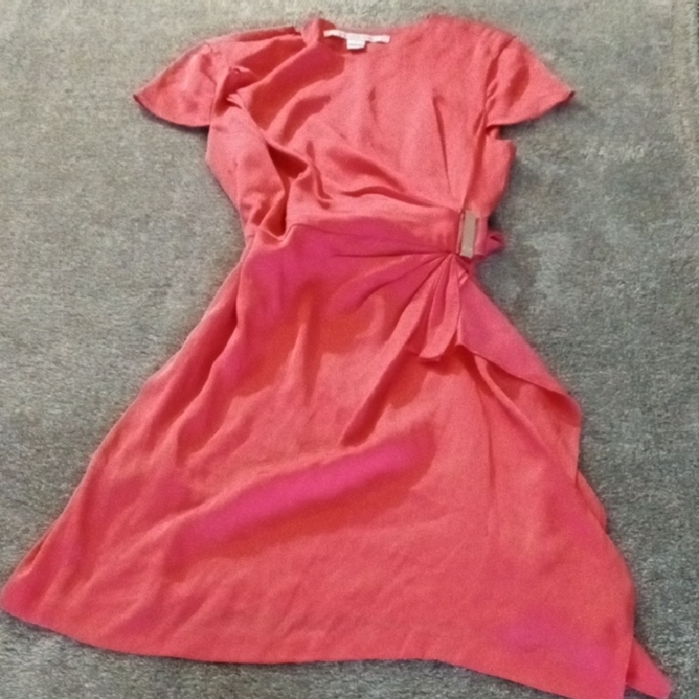 Diane Von Furstenberg Alba Mini Dress Bright Coral